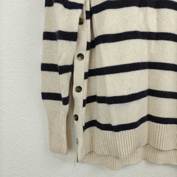 Tuckernuck Tan Stripe Bar Harbor Cotton Knit Crew Neck Pullover Sweater S *Stain - Picture 4 of 11